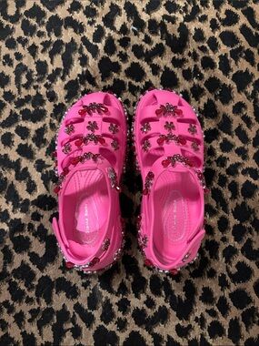 Simone Rocha Hot Pink Jeweled Sandal Clogs